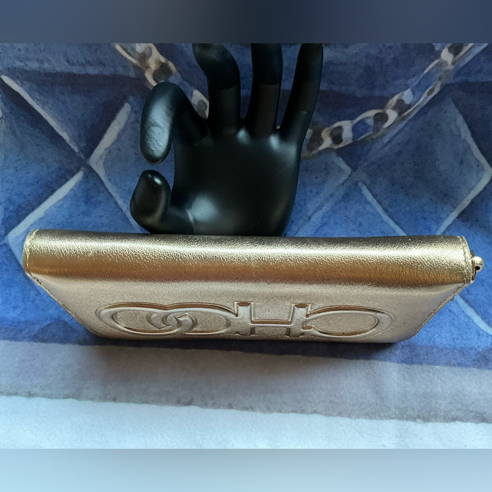 SOLD- Jimmy Choo Bettina Gold Zip Around Wallet - Picture 6 of 16